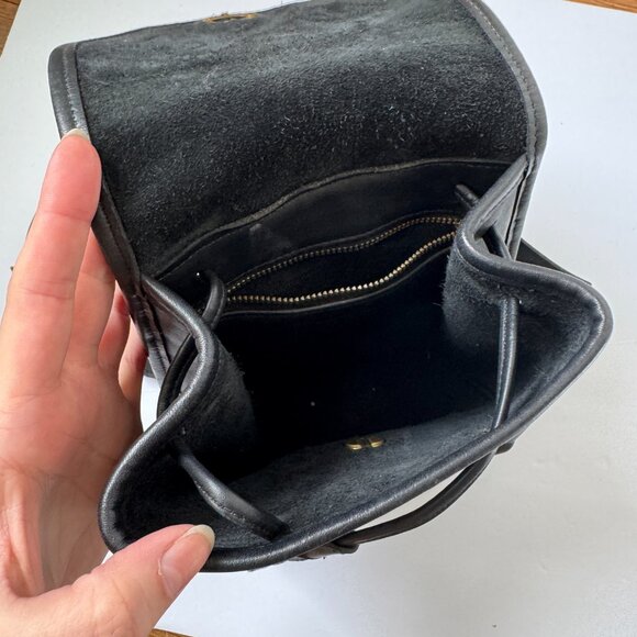 COACH Black Leather Turn Lock Drawstring Daypack Backpack Style 9960 Vintage 90s - Picture 11 of 12